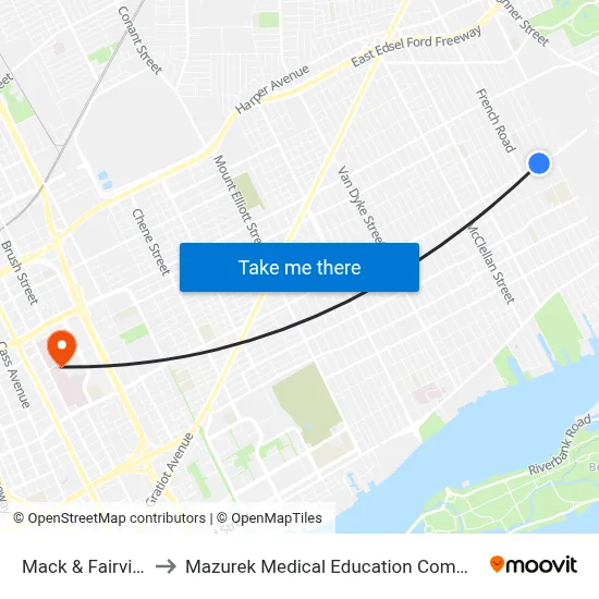 Mack & Fairview to Mazurek Medical Education Commons map