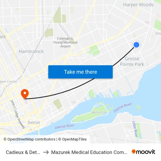 Cadieux & Detroit to Mazurek Medical Education Commons map