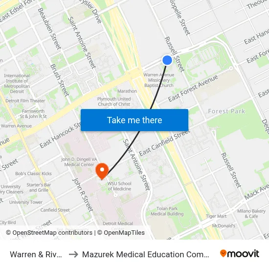 Warren & Rivard to Mazurek Medical Education Commons map
