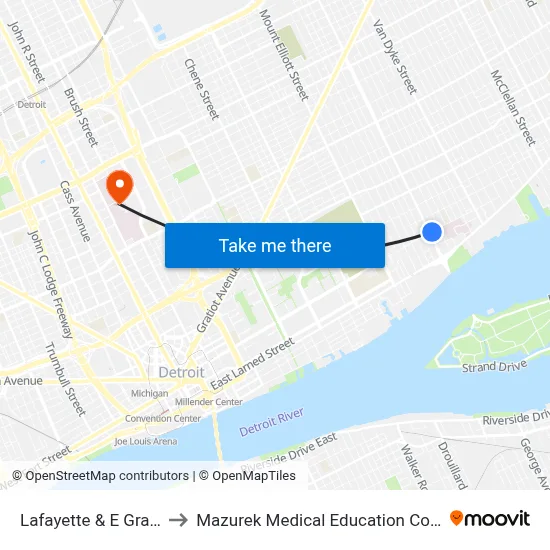 Lafayette & E Grand Bl to Mazurek Medical Education Commons map