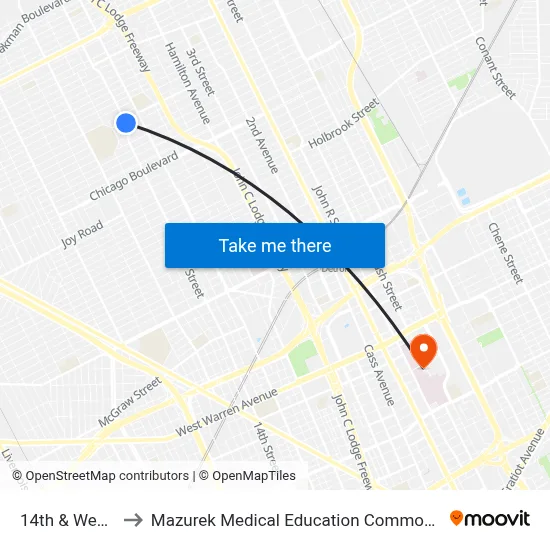 14th & Webb to Mazurek Medical Education Commons map