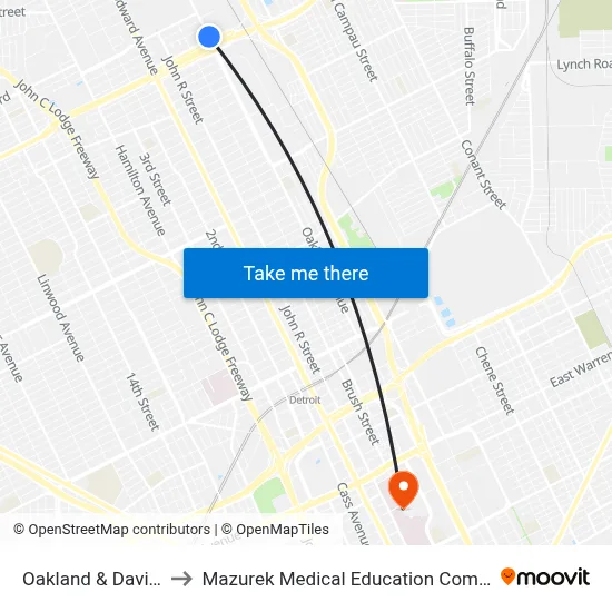 Oakland & Davison to Mazurek Medical Education Commons map