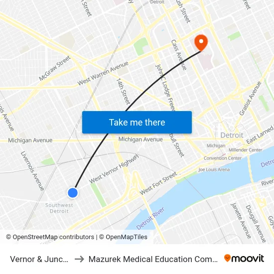 Vernor & Junction to Mazurek Medical Education Commons map