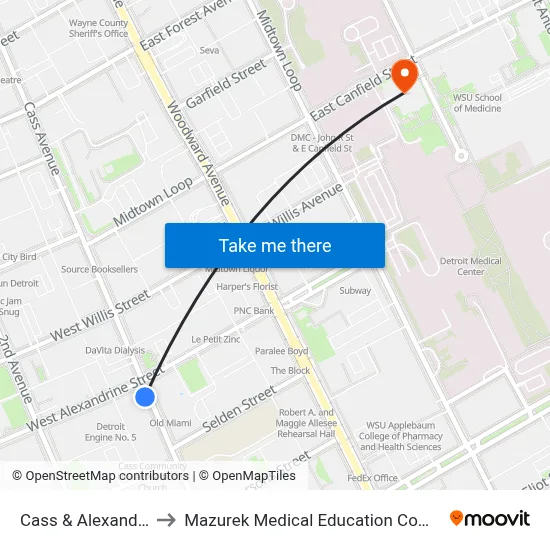 Cass & Alexandrine to Mazurek Medical Education Commons map