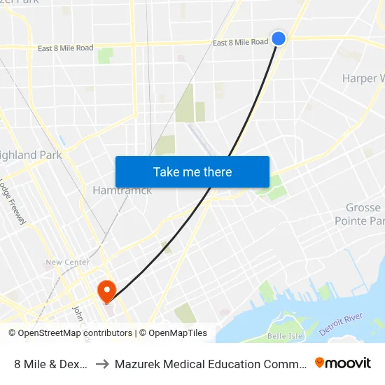 8 Mile & Dexter to Mazurek Medical Education Commons map