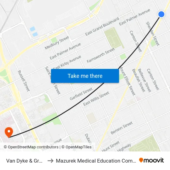 Van Dyke & Gratiot to Mazurek Medical Education Commons map