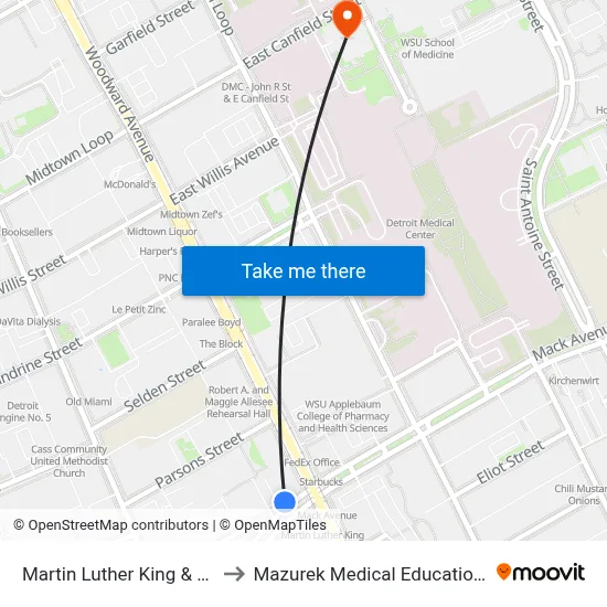 Martin Luther King & Woodward to Mazurek Medical Education Commons map