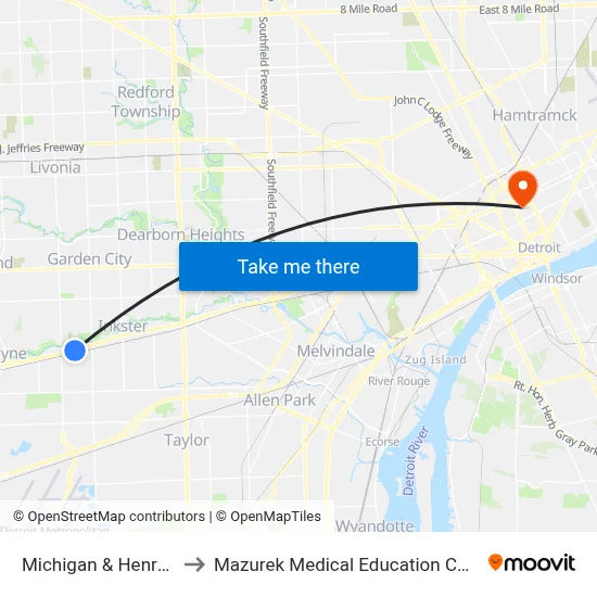 Michigan & Henry Ruff to Mazurek Medical Education Commons map