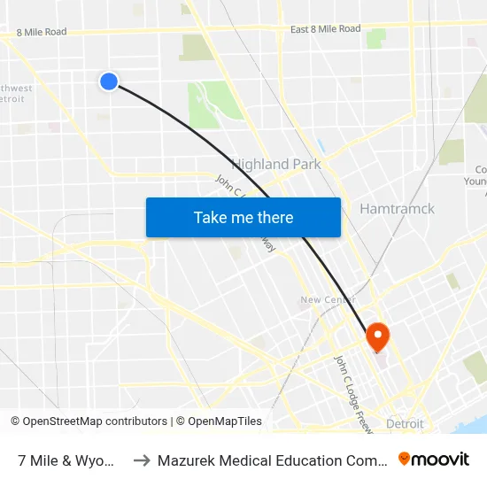 7 Mile & Wyoming to Mazurek Medical Education Commons map