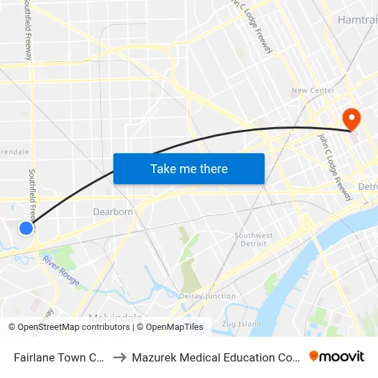 Fairlane Town Center to Mazurek Medical Education Commons map