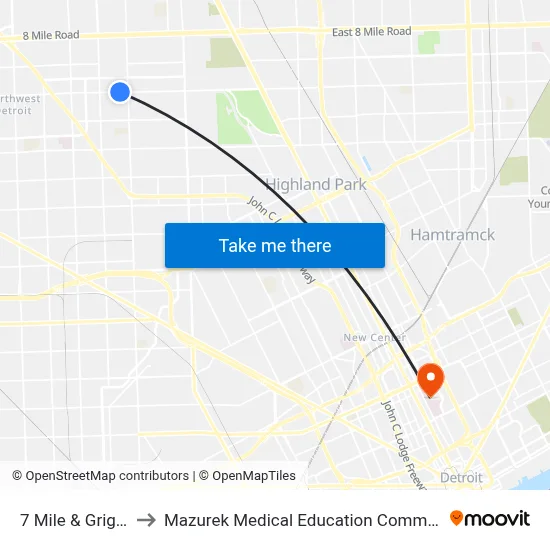 7 Mile & Griggs to Mazurek Medical Education Commons map