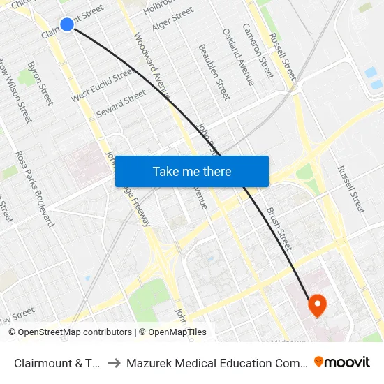 Clairmount & Third to Mazurek Medical Education Commons map