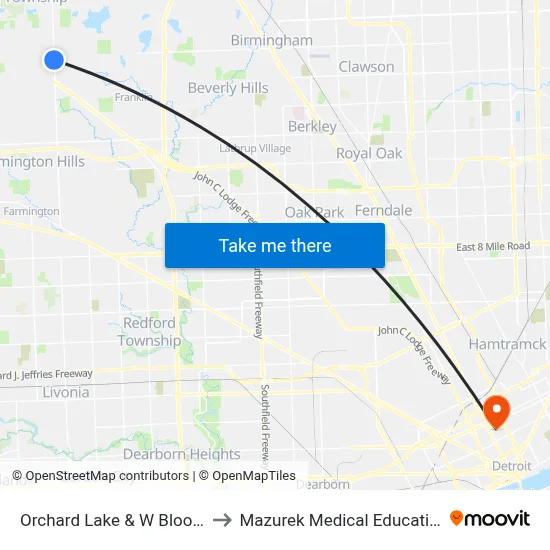 Orchard Lake & W Bloomfield Plaza to Mazurek Medical Education Commons map