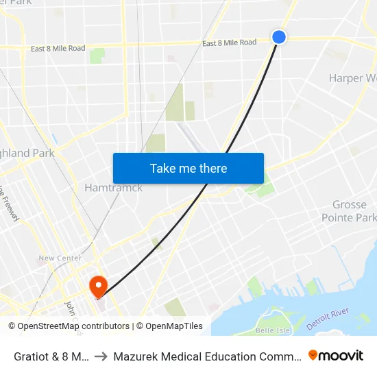 Gratiot & 8 Mile to Mazurek Medical Education Commons map