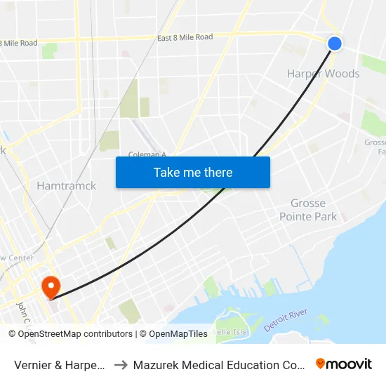 Vernier & Harper NW to Mazurek Medical Education Commons map