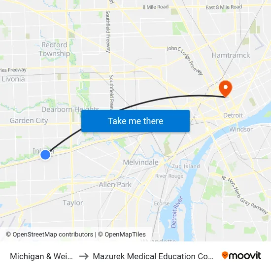 Michigan & Weithoff to Mazurek Medical Education Commons map
