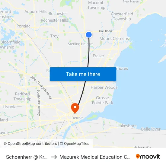 Schoenherr @ Krogers to Mazurek Medical Education Commons map