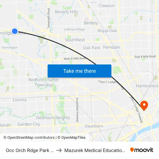 Occ Orch Rdge Park And Ride to Mazurek Medical Education Commons map