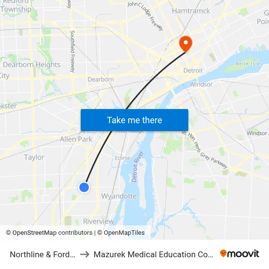 Northline & Ford Line to Mazurek Medical Education Commons map