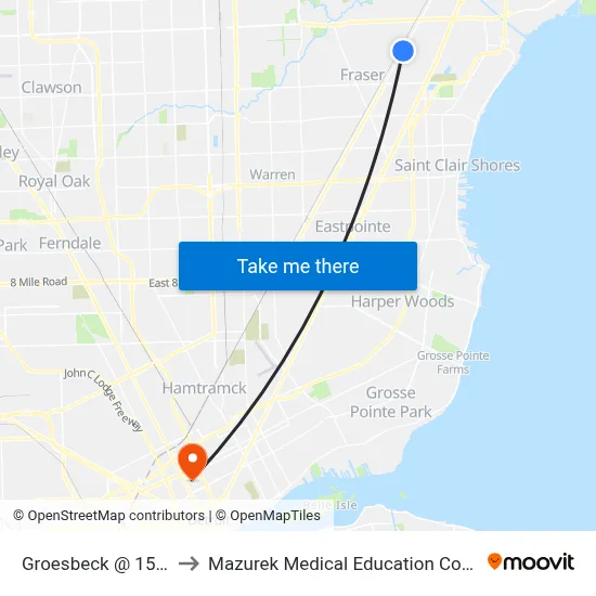 Groesbeck & 15 Mile to Mazurek Medical Education Commons map