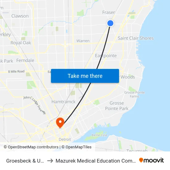 Groesbeck & Utica to Mazurek Medical Education Commons map