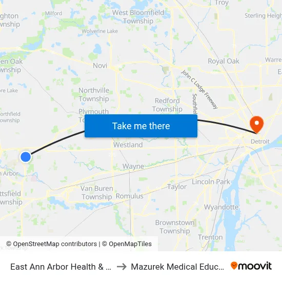 East Ann Arbor Health & Geriatrics Center to Mazurek Medical Education Commons map