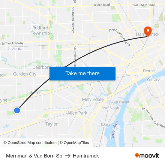 Merriman & Van Born Sb to Hamtramck map