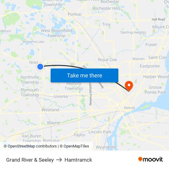 Grand River & Seeley to Hamtramck map