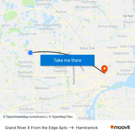 Grand River @ the Edge Apartments to Hamtramck map