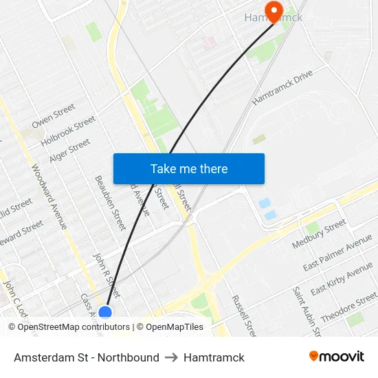 Amsterdam St - Northbound to Hamtramck map