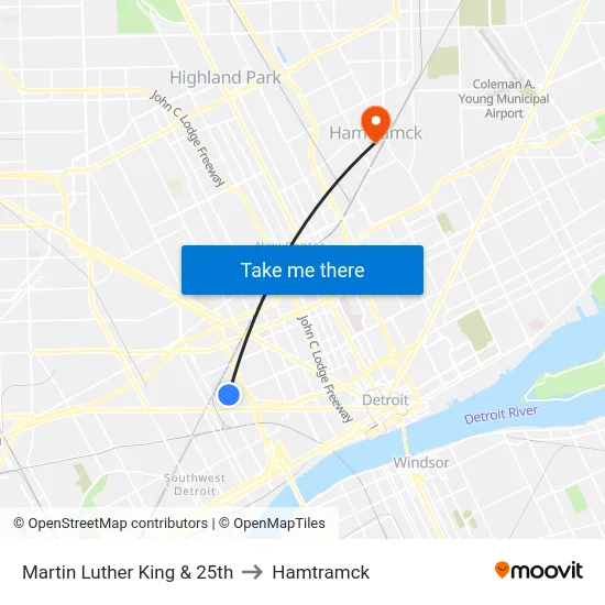 Martin Luther King & 25th to Hamtramck map