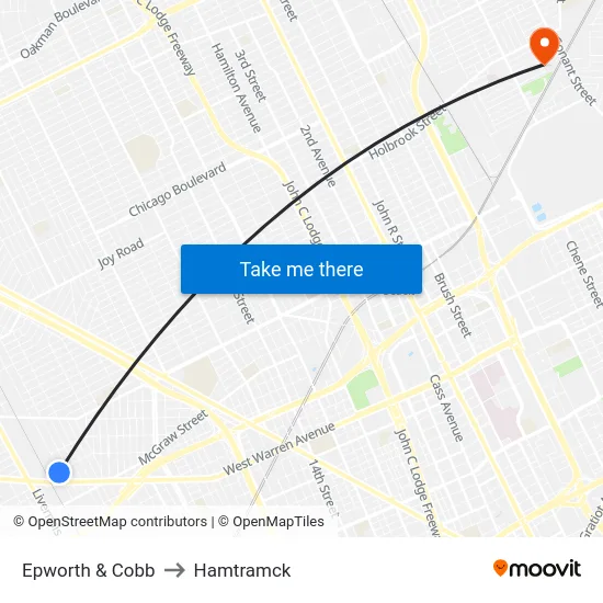 Epworth & Cobb to Hamtramck map