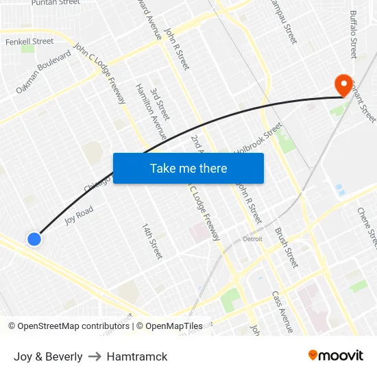 Joy & Beverly to Hamtramck map
