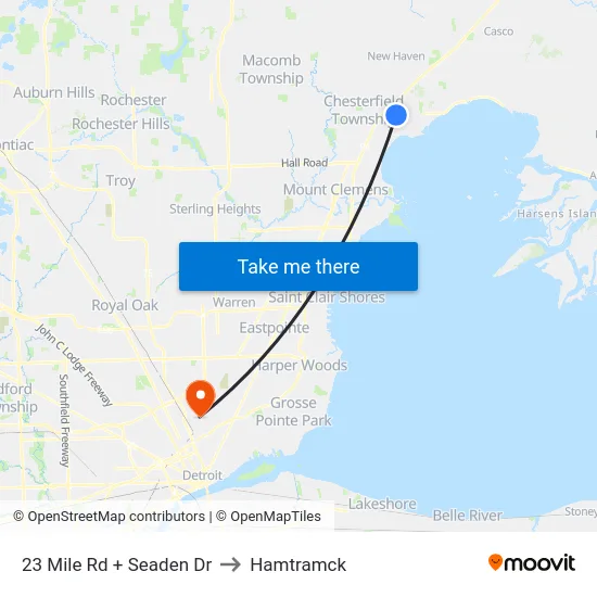 23 Mile & Seaden Drive to Hamtramck map