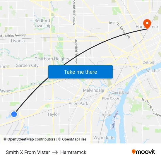 Smith @ Vistar to Hamtramck map