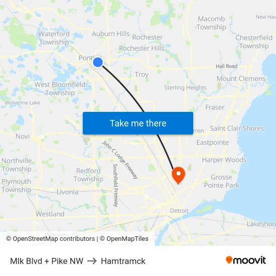 Mlk Boulevard & Pike NW to Hamtramck map