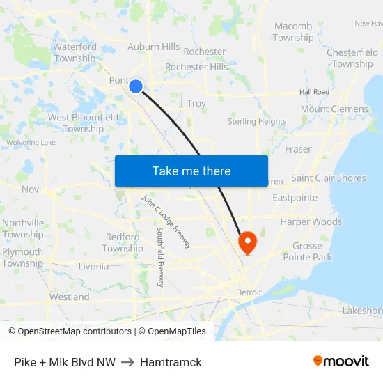 Pike & Mlk Boulevard NW to Hamtramck map