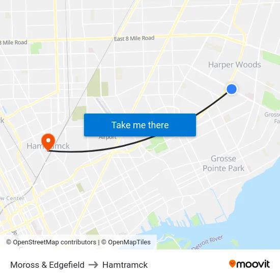 Moross & Edgefield to Hamtramck map