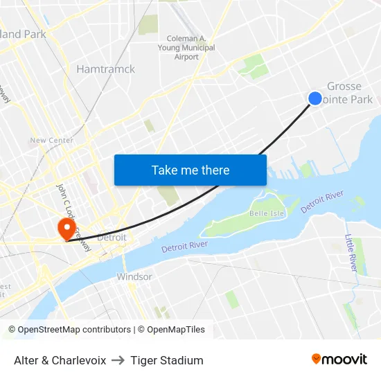 Alter & Charlevoix to Tiger Stadium map