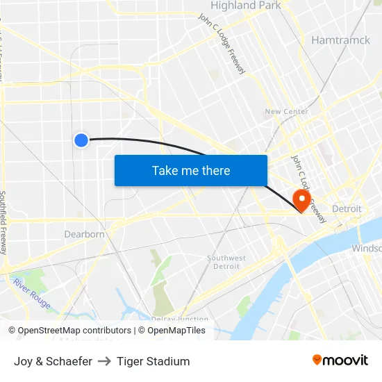 Joy & Schaefer to Tiger Stadium map