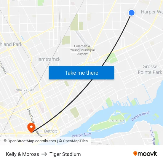 Kelly & Moross to Tiger Stadium map