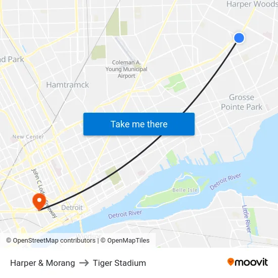 Harper & Morang to Tiger Stadium map