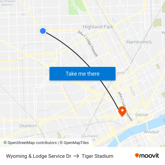 Wyoming & Lodge Service Dr to Tiger Stadium map