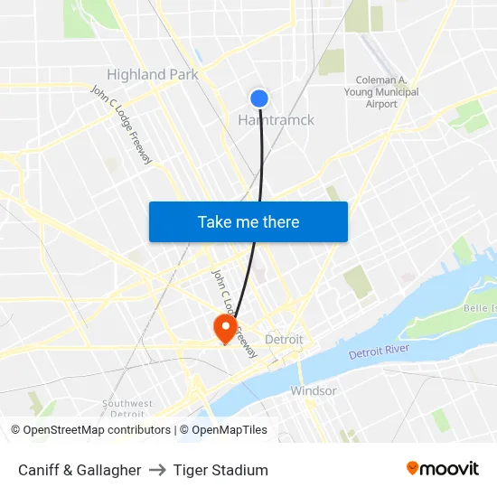 Caniff & Gallagher to Tiger Stadium map