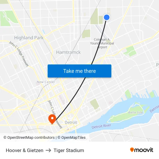 Hoover & Gietzen to Tiger Stadium map