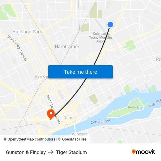 Gunston & Findlay to Tiger Stadium map