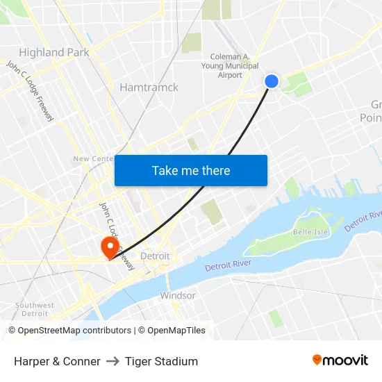 Harper & Conner to Tiger Stadium map