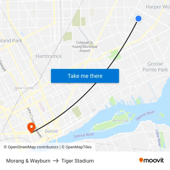 Morang & Wayburn to Tiger Stadium map