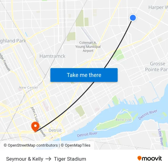 Seymour & Kelly to Tiger Stadium map