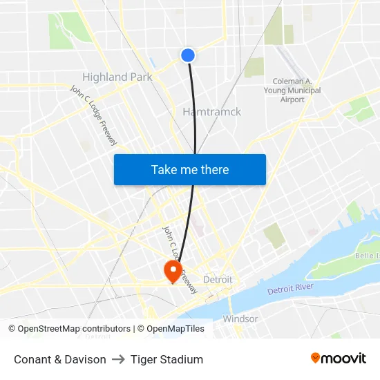 Conant & Davison to Tiger Stadium map